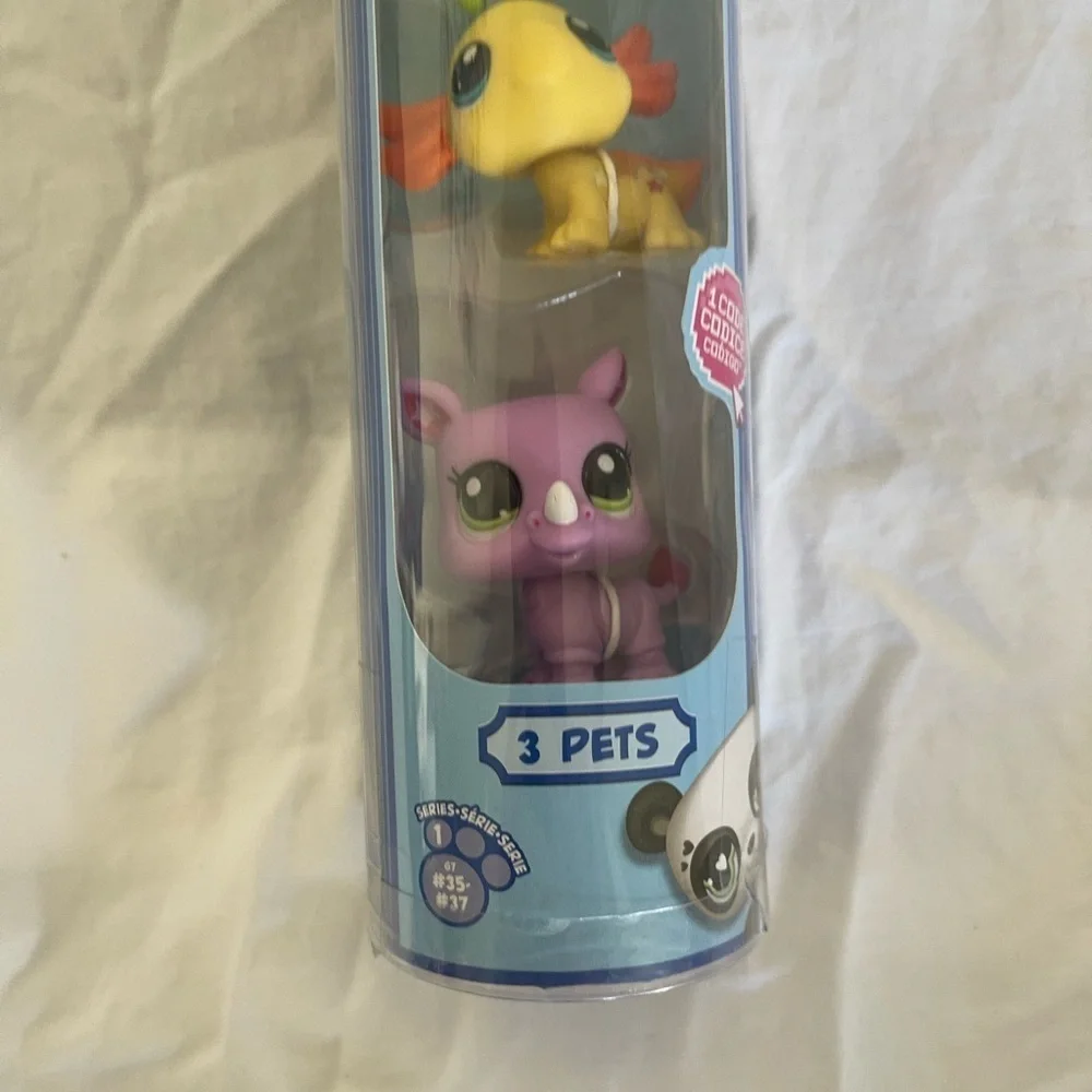 Littlest Pet Shop SERIES 1 Pet Trio Tube WILD VIBES Iguana Axolotl Rhino NEW